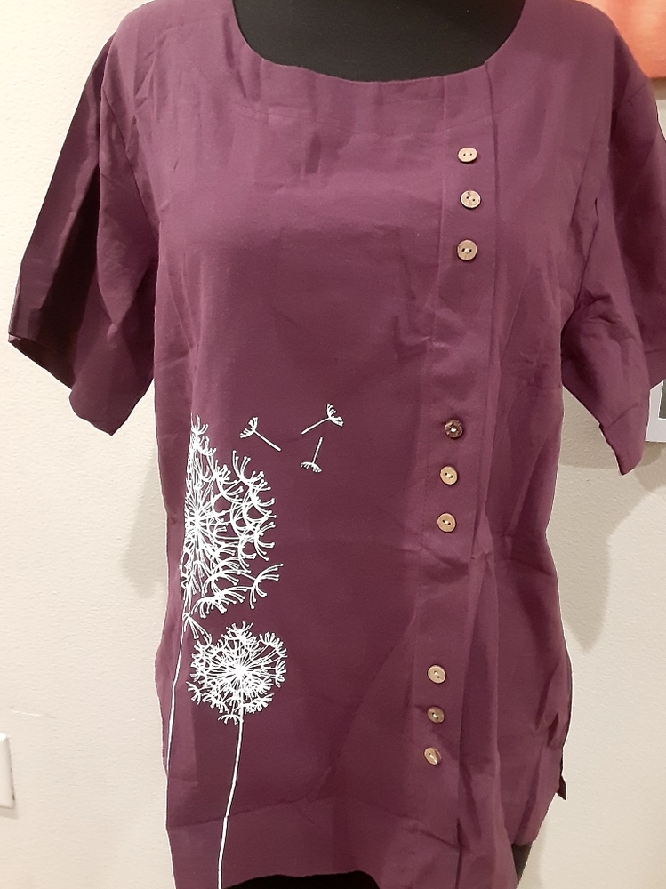 Women purple top blouse size M